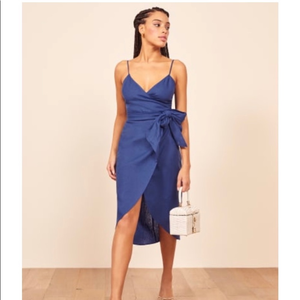 Reformation blue linen dress